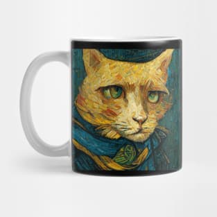 funny portrait cat van gogh style Mug